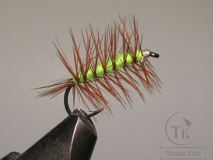 Муха Палмер PLM ( 26 ) Brown / Fl. Chartreuse # 10