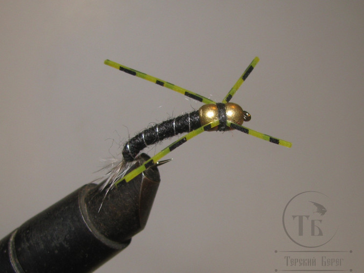 Мухa нимфа ( 18 ) GDH Nymph Sili Legs Black Olive Stim. № 8