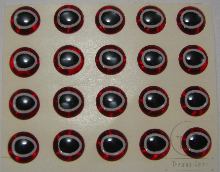 Глазки Oval Pupil 3D Adheisve Eyes 1 / 4 ( 6,4 мм ) Red / Black ( 20шт )
