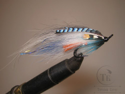 Муха лососёвая на двойнике ( 50 ) Blue Jay Hot Orange Tail Long Hering Partridge Heavy Double № 2