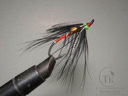 Муха лососевая на одинарнике ( 2 ) Spey Black Teal кр Kumho Salmon Black № 1/0