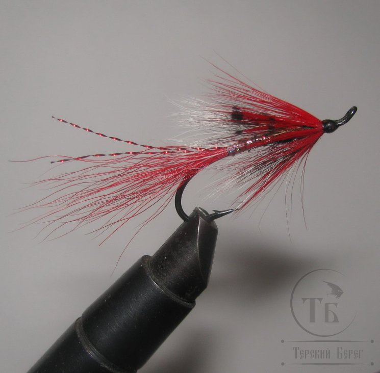 Муха лососевая на одинарном крючке ( 69 ) Shrimp Red ( кр. Salmon  Black № 2 )