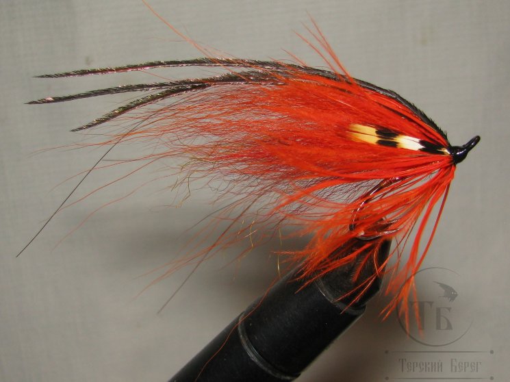 Муха лососёвая на двойнике ( 36 ) Scandinavia JC TD Scarlet Var. Partridge Patriot Black №8