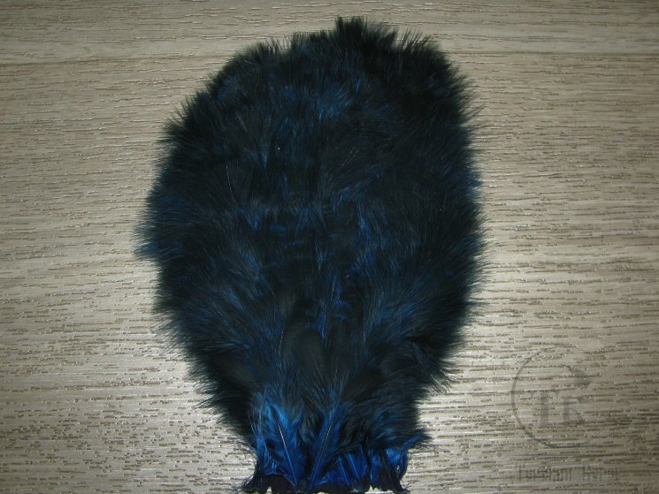 Перо петуха пушистое мягкое, фактуры "марабу" Chiсkabou Whiting Black / Blue