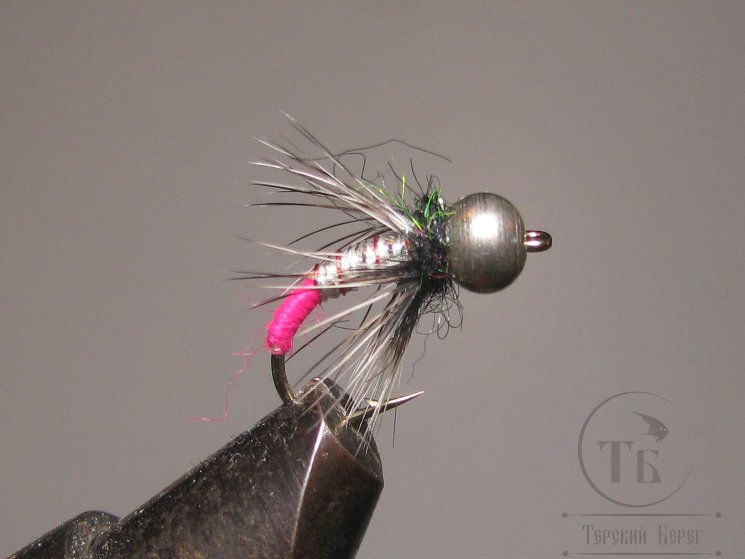 Муха нимфа Scud  ( 4 ) Silver Head Hot Pink Tag Nymph крючок scud № 12