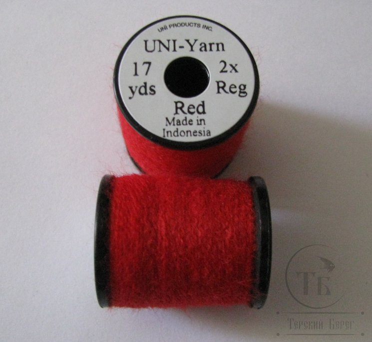 Шерстяная пряжа на катушках UNI - Yarn 17 yds 2x Red