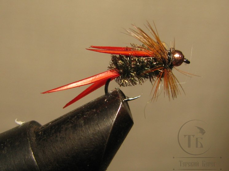 Муха нимфа Biot ( 4 ) Prince CH nymph Peacock / Red крючок № 14