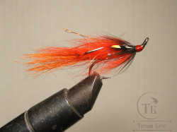 Лососёвая муха Тройник ( 4 ) Orange Shrimp Cascade Partridge X2 Silver № 6