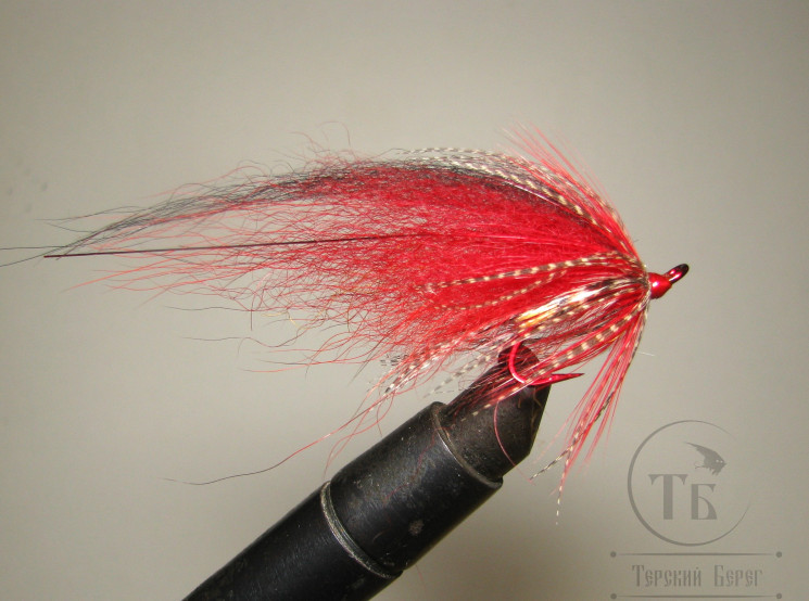 Муха лососёвая на двойнике ( 24 ) Scandinavia JC TD Red Teal Partridge Patriot Red №8