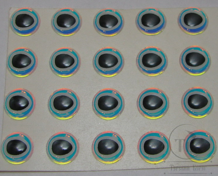 Глазки Oval Pupil 3D Adheisve Eyes 1 / 4 ( 6,4 мм ) Super Pearl / Black ( 20шт )