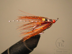 Муха лососёвая на двойнике Spey ( 5 ) Orange Guinea DL 71 Sil. № 6 