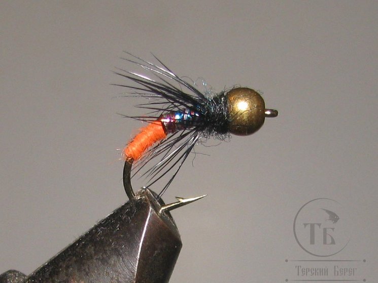 Муха нимфа Scud ( 13 ) GH Rainbow Fl Orange Tag Nymph крючок scud № 12