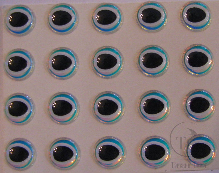 Глазки Oval Pupil 3D Adheisve Eyes 3 / 16 ( 4,7 мм ) Super Pearl / Black ( 20шт )