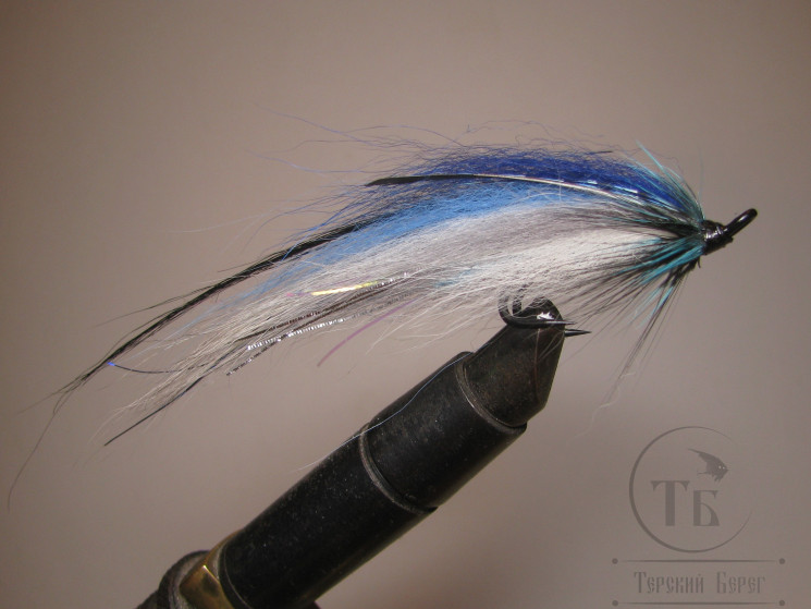 Муха лососёвая на двойнике ( 53 ) Blue Jay Monkey Hering Partridge Heavy Double № 2