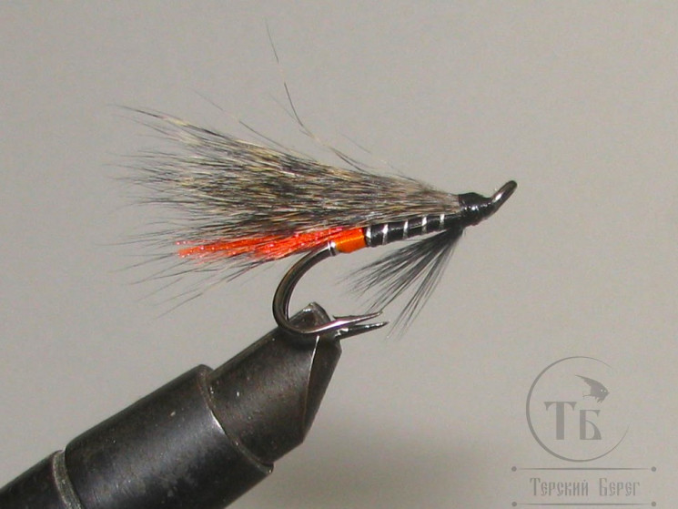 Муха лососевая на двойнике Grizzly Monkey ( 8 ) Orange Butt GRM DL71 № 8