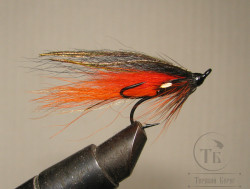 Лососёвая муха Тройник ( 6 ) Black Orange Varzuga Partridge X2 Black № 4