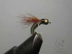 Муха нимфа Scud ( 63 ) Gold Head Olive Brown Emerger крючок Scud № 14