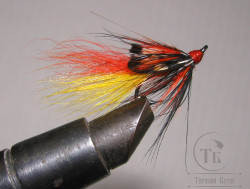 Лососёвая муха Тройник ( 7 ) Orange Red Shrimp Cascade Partridge Short Black № 10