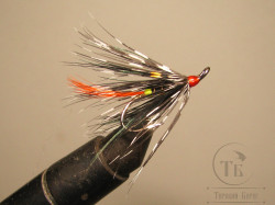 Муха лососёвая на двойнике Spey ( 10 ) Black Guinea DL 71 Sil. № 6 