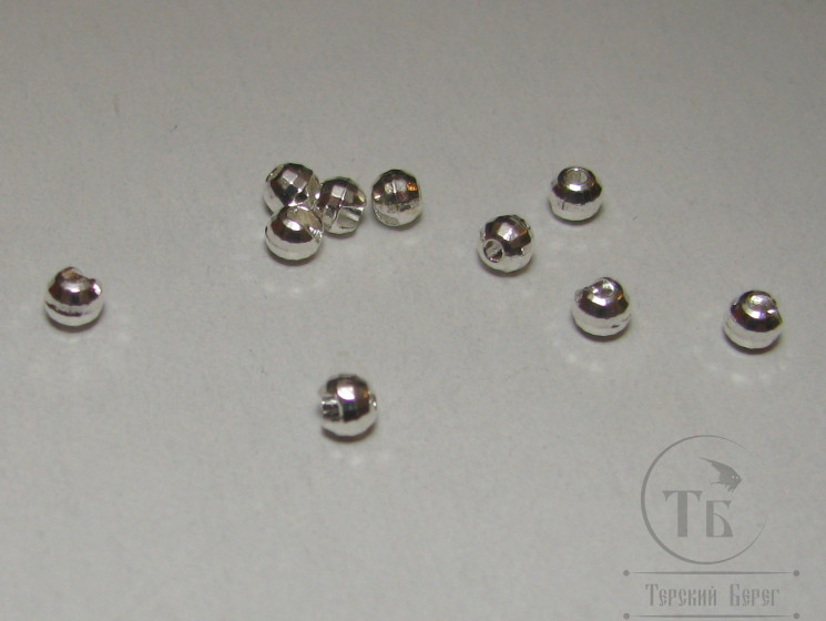 Вольфрамовый шарик граненый с прорезью D 3,0 Silver Sterling (10 шт)
