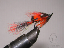 Лососёвая муха Тройник ( 8 ) Squirrel Orange Shrimp Cascade Partridge X2 Black № 10
