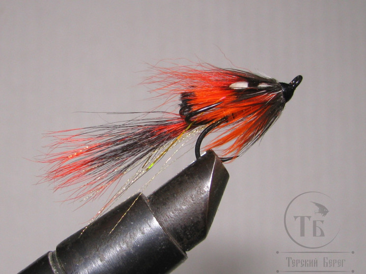 Лососёвая муха Тройник ( 8 ) Squirrel Orange Shrimp Cascade Partridge X2 Black № 10