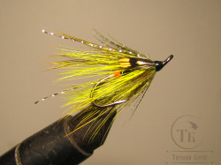 Муха лососёвая на двойнике Spey ( 11 ) Chartreuse Rump DL 71 BL. № 6 