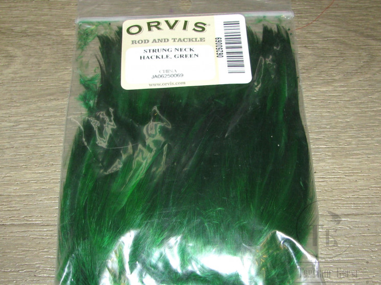 Перо скальпа петуха Strong Neck Hackle Green Orvis