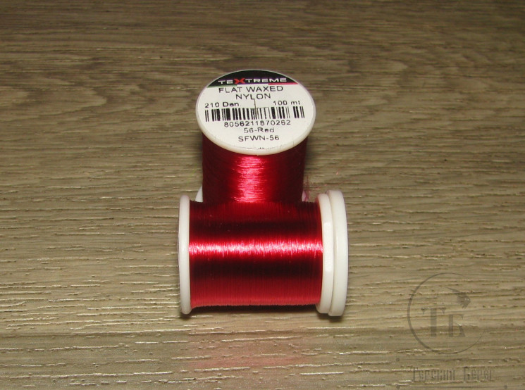 Монтажная нить 100 m 210 Den Flat Waxed Nylon Red Textreme / Denvilles Flymaster Plus