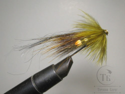 Муха лососёвая Turbo Awesome Possum ( 6 ) Olive Topol T 5,0 mm. 6 sm. ( кегля латунь 3/4 )