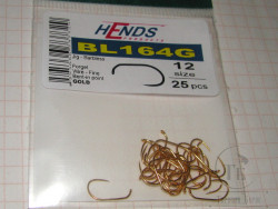 Крючок безбородый джиговый Hends Jig BL 164 G № 12 ( 25 шт ) Gold