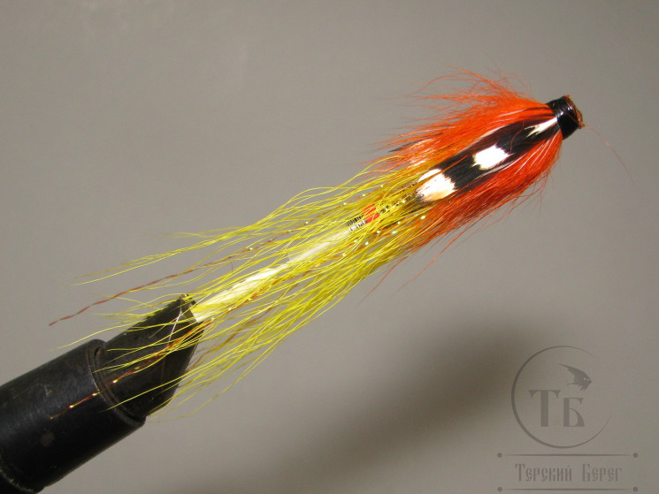 Муха лососёвая английское крыло WG Tube ( 58 ) Plastic 1.5 дюйма Orange Yellow Var.
