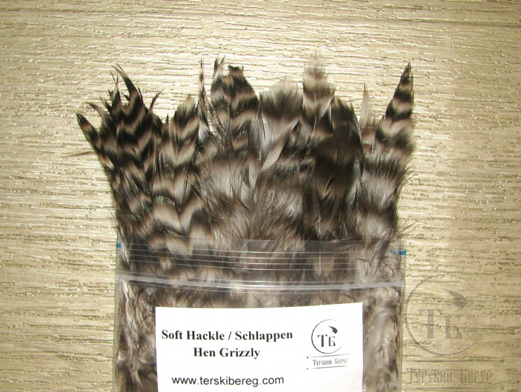 Перо курицы Soft Hackle / Schlappen Hen Grizzly