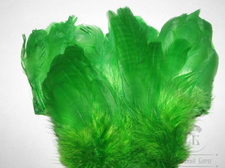  Перо петуха на коже лопаточное зелёное / Scapulars feathers Green 