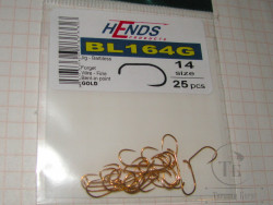 Крючок безбородый джиговый Hends Jig BL 164 G № 14 ( 25 шт ) Gold