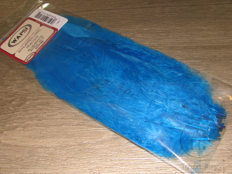 Перо петуха Strong Schlappen Peacock Blue Wapsi