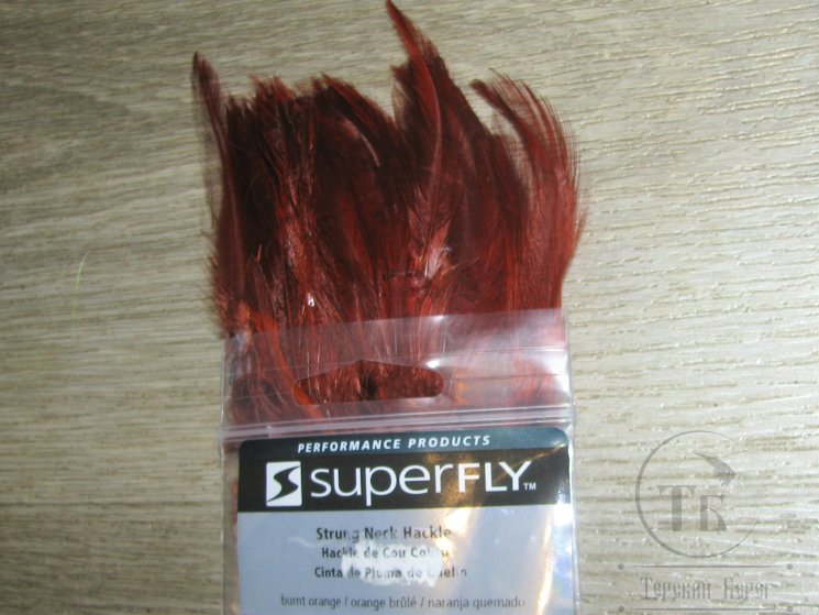 Перо скальпа петуха Strong Neck Hackl Burnt Orange Super Fly
