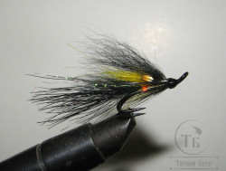 Муха лососёвая на двойнике ( 3 ) Cascade Golden Killer Var. Partridge P Black №8