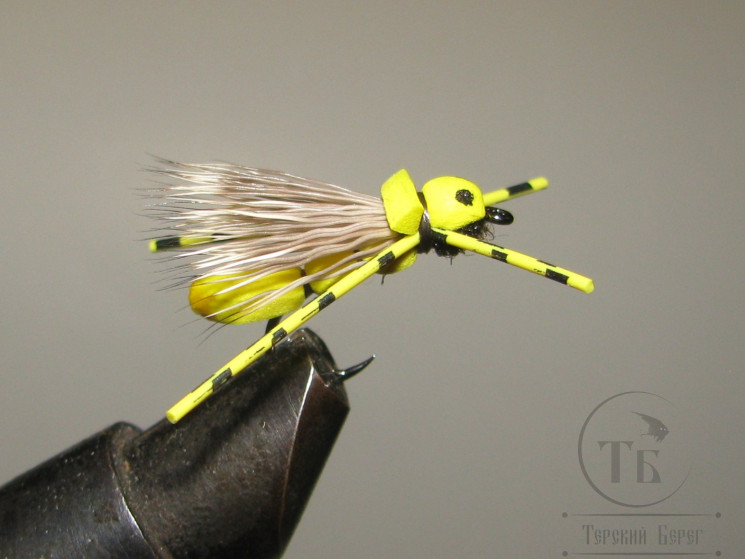 Муха Кузнечик ( 2 ) Hopper Yellow Foam Fl. Sili Legs  кр. Kumho № 10