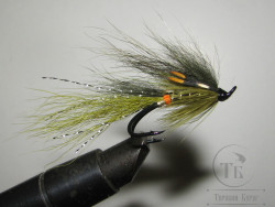 Муха лососёвая на двойнике ( 17 ) Cascade Olive Topol Partridge Salar Black №5