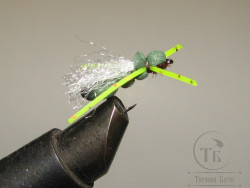 Муха Кузнечик ( 5 ) Hopper Dk. Olive Foam Fi. Sili Legs  кр. Kumho № 12