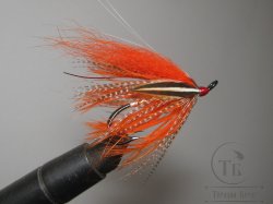 Муха лососёвая на двойнике Spey ( 6 ) Varzuga Orange Teal Mustad № 2 