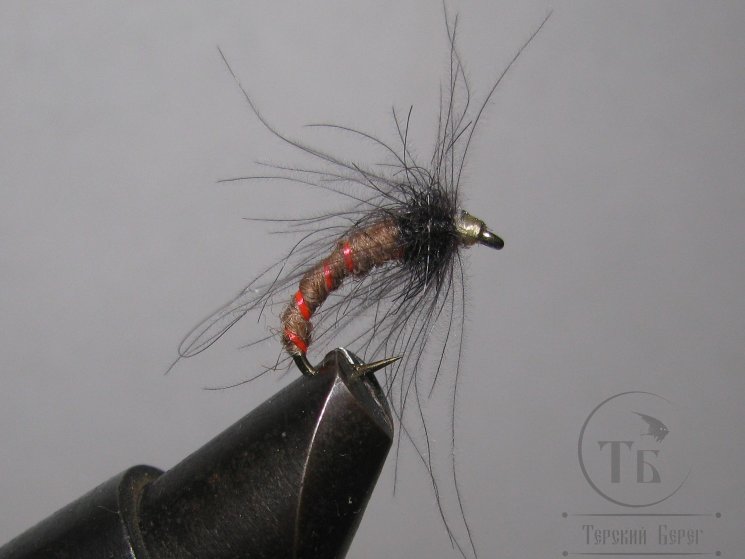 Муха нимфа Lt ( 10 ) Black CDC  nymph scud № 16
