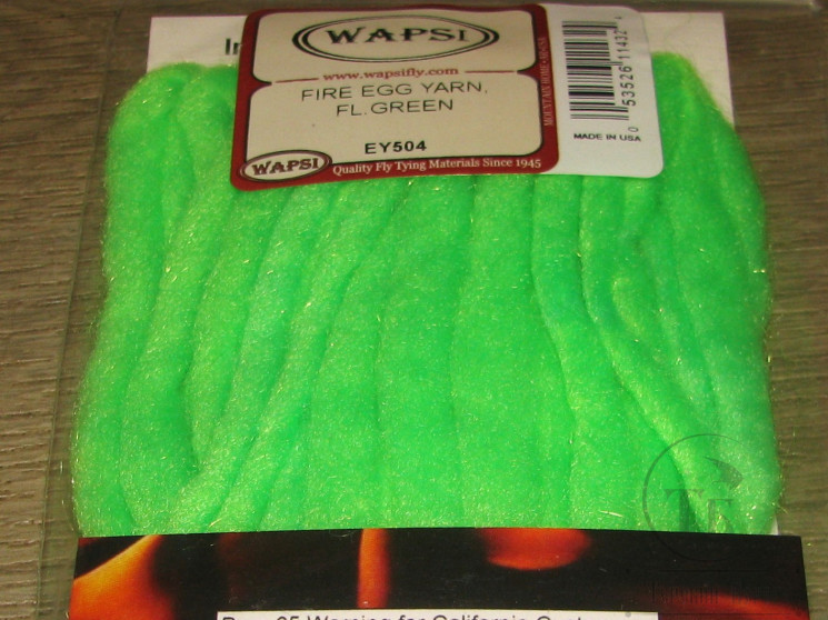 Пряжа для имитации икры Fire Egg Yarn Fl. Green Wapsi