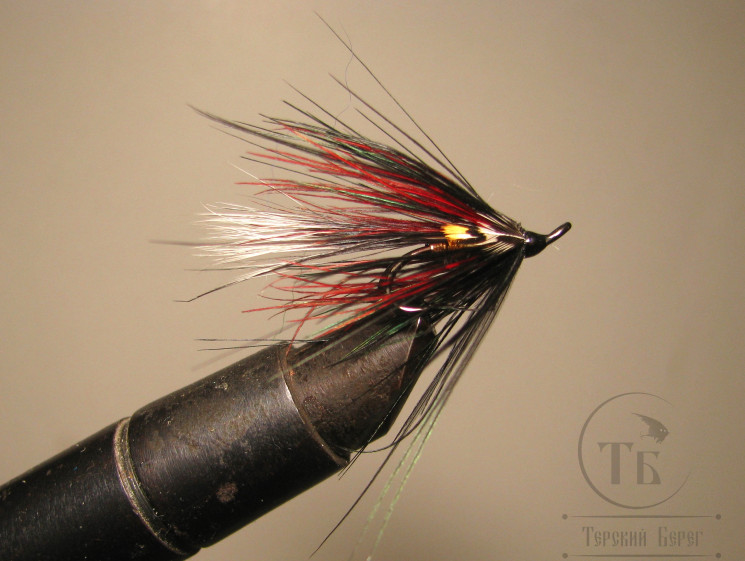 Муха лососёвая на двойнике Spey ( 2 ) Black Red Squirrel DL 71 BL. № 10
