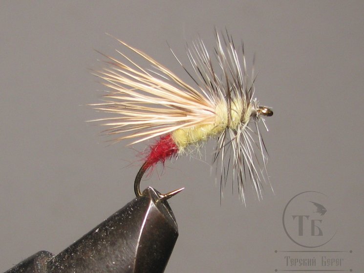 Муха сухая  Stimulator  ( 3 ) Stim Caddis Bleached Red  крючок № 14  Kumho 