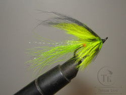Муха лососёвая на двойнике ( 20 ) Cascade Kola Fl. Chartreuse Ahrex Bl. St. №6