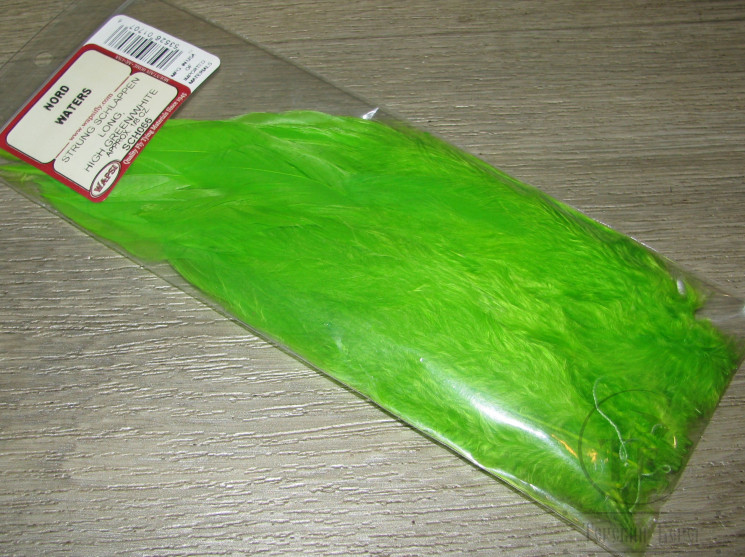 Перо петуха Strong Schlappen Long High. Green / White Wapsi