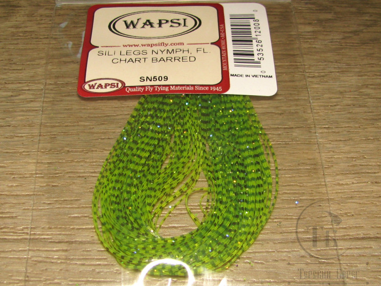 Силиконовые ножки Sili Legs Nymph Fl. Chartreuse Barred Wapsi