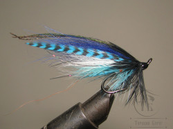 Mуха лососевая на двойнике ( 10 ) Robin Hood Blue Herring крючок Mustad DL71 BLN № 6